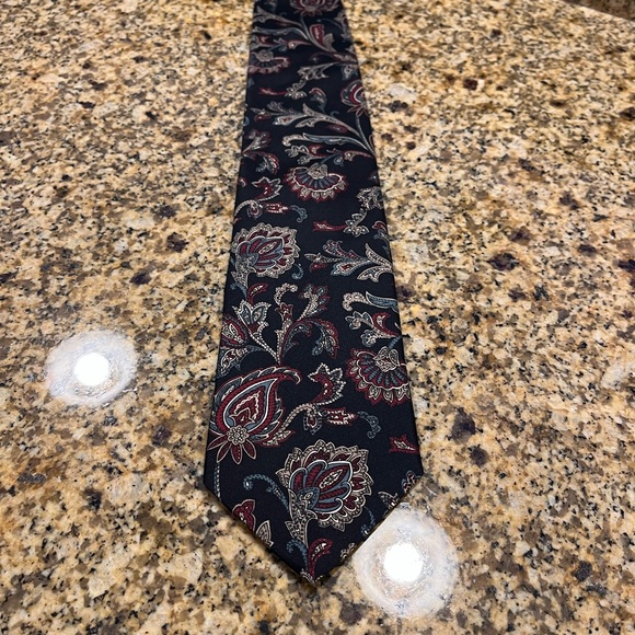 Pierre Balmain Vintage Black Paisley Sik Tie - Picture 4 of 5